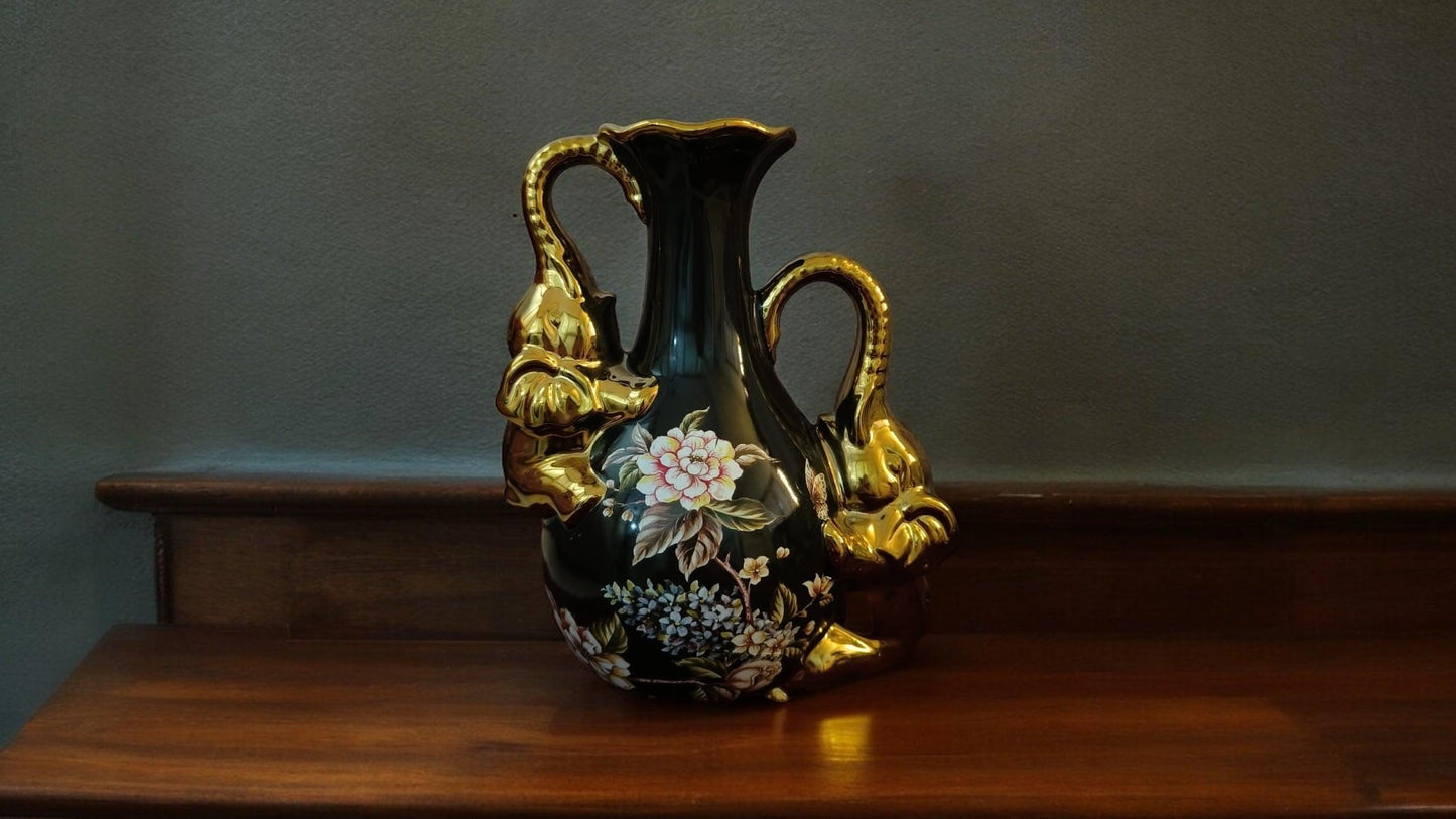 Black and Golden Rounded Hydria ceramic Crockery Showpiece: A Touch of Timeless Elegance