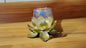 Lotus Glass Candle Stand with metal Leafs