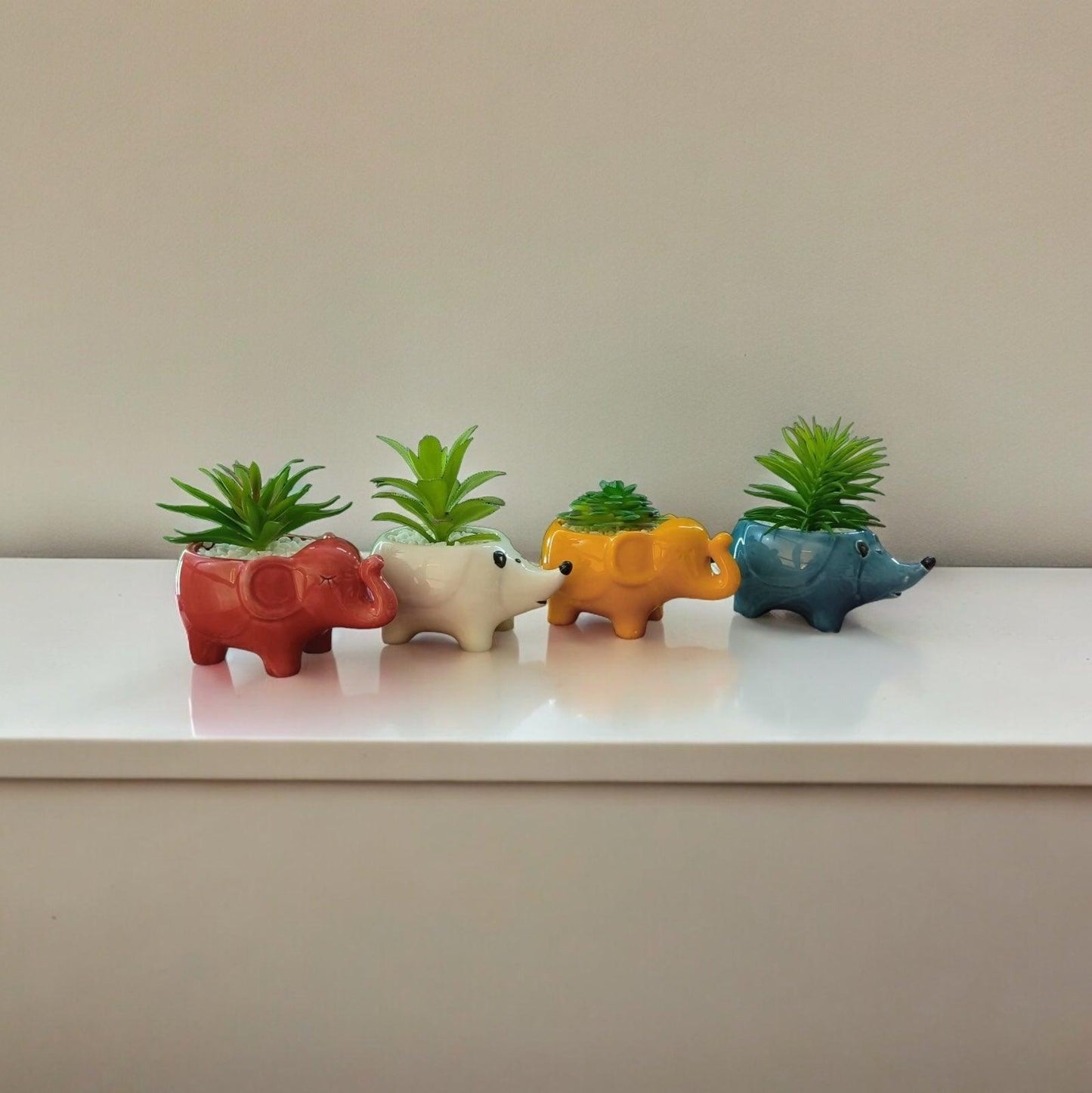 Kalakriti Ceramic Potted Plants in Cute Animal Shapes With artificial plants