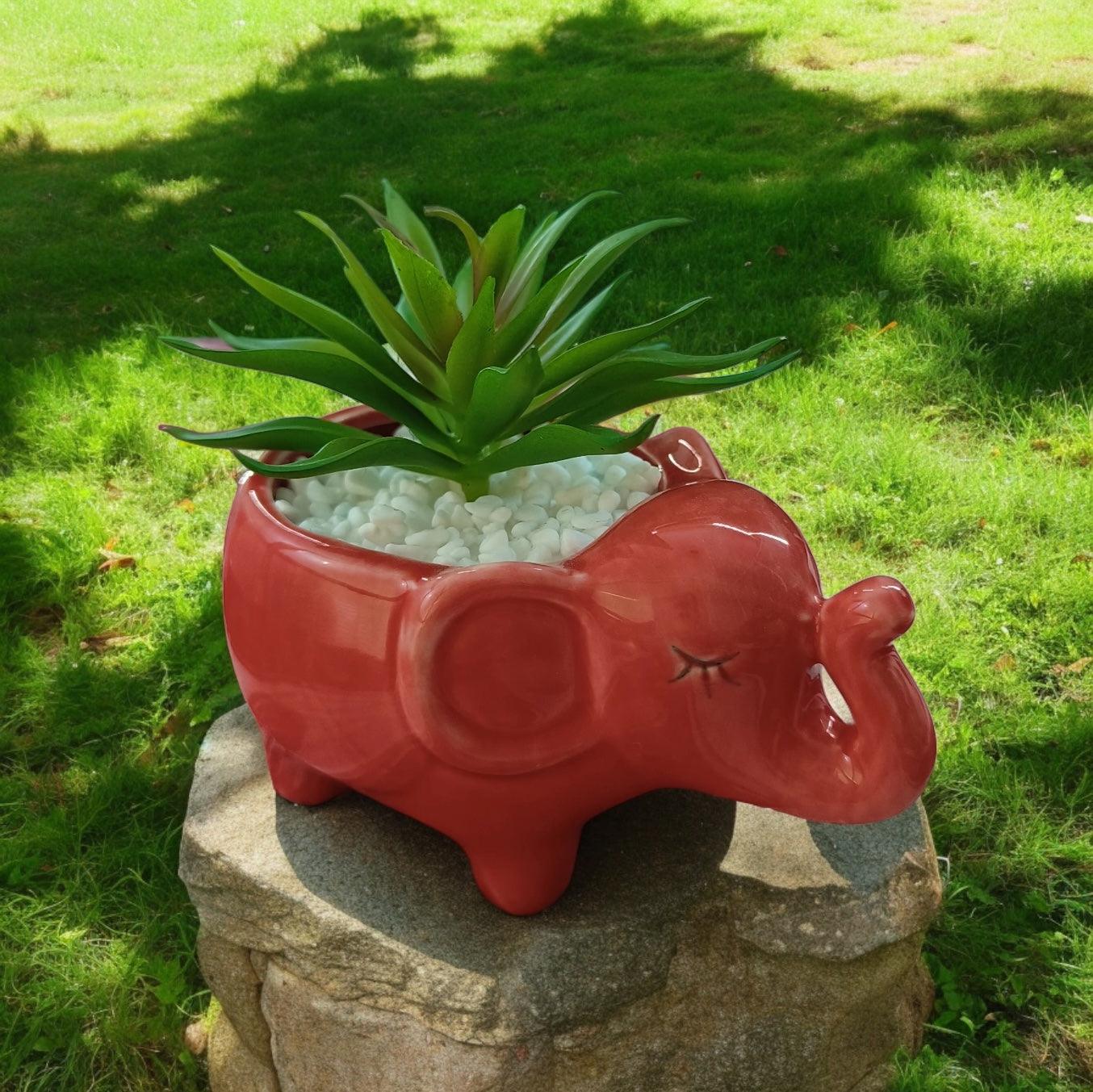 Kalakriti Ceramic Potted Plants in Cute Animal Shapes With artificial plants