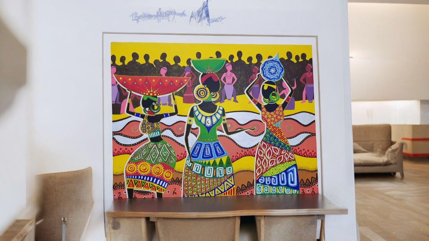 Handmade African Art Acrylic Painting