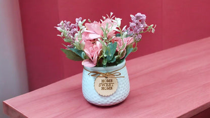 Small Flower Pot with White and Pink Roses