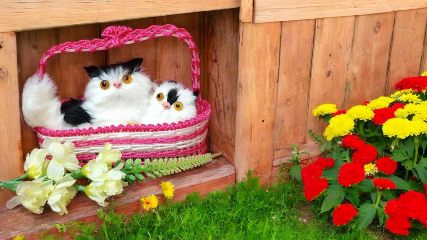 Adorable Kitten Pair in Basket