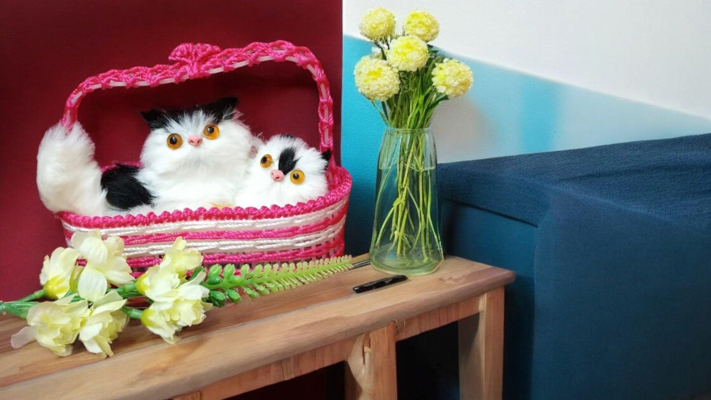 Adorable Kitten Pair in Basket