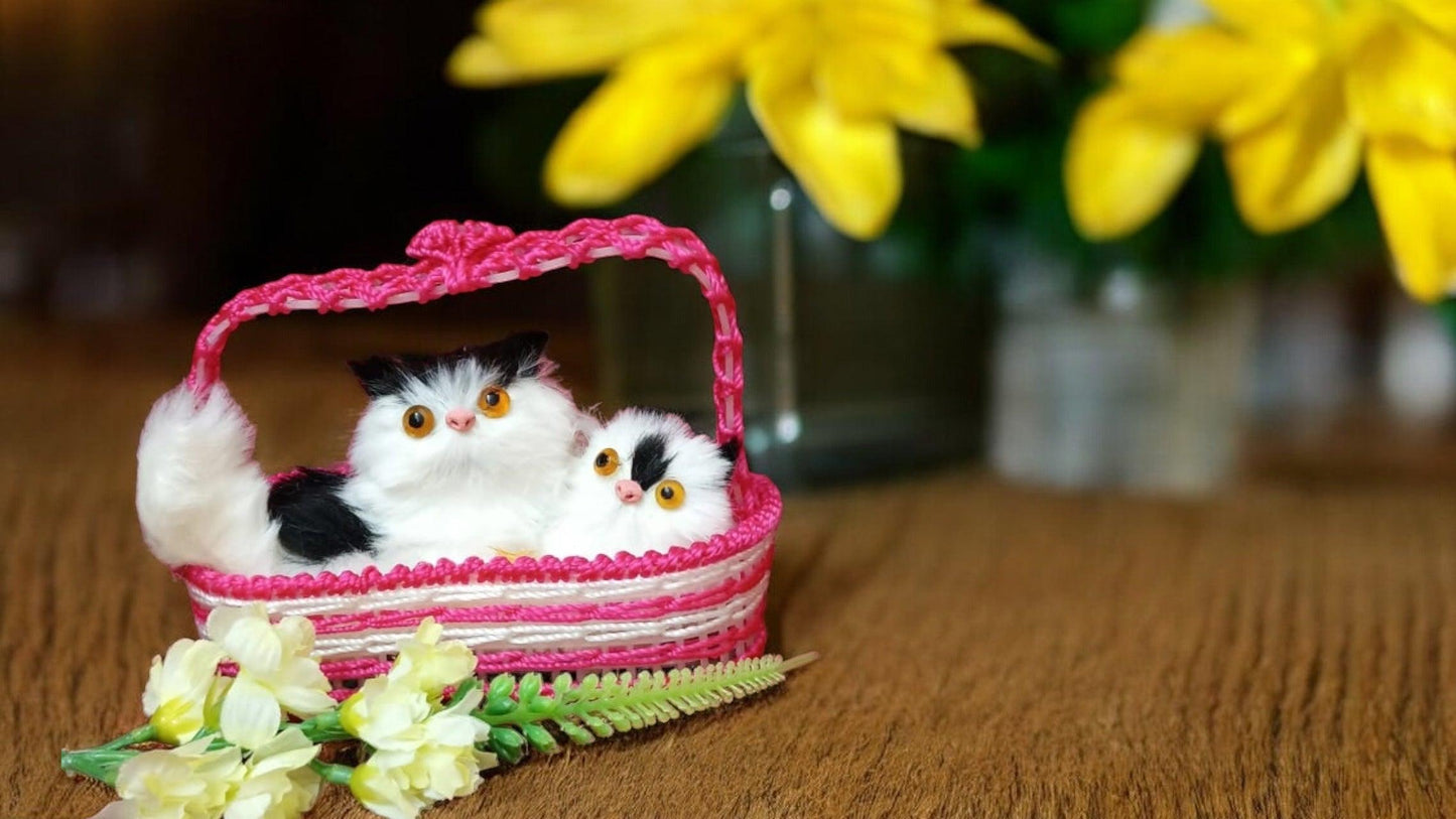 Adorable Kitten Pair in Basket