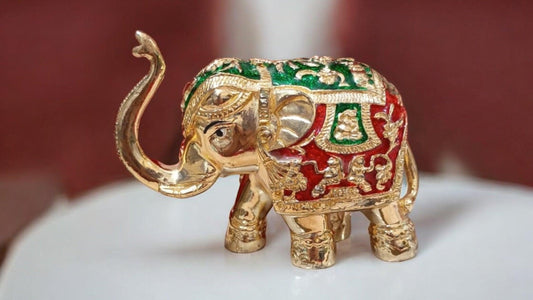 Gujlaxmi Golden Elephant with Rajasthani Art