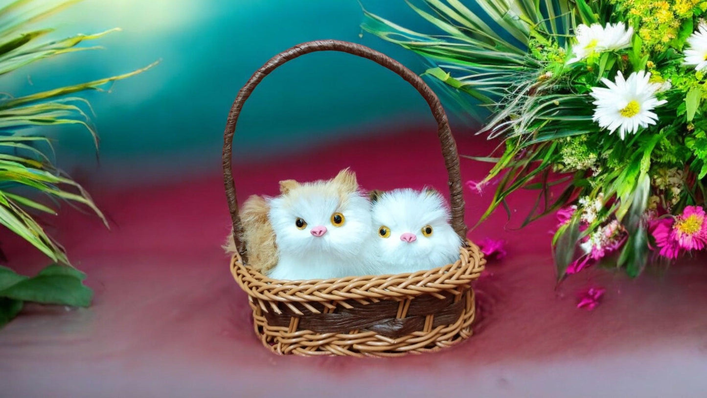Kitten Pair in Basket