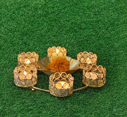 Crystal Golden Metal Diya