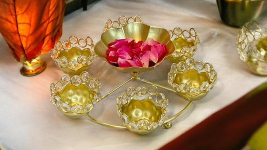 Golden Metal Diya set