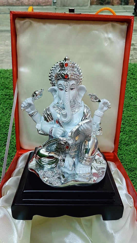Silver Plated Lord Ganpati Ji Idol