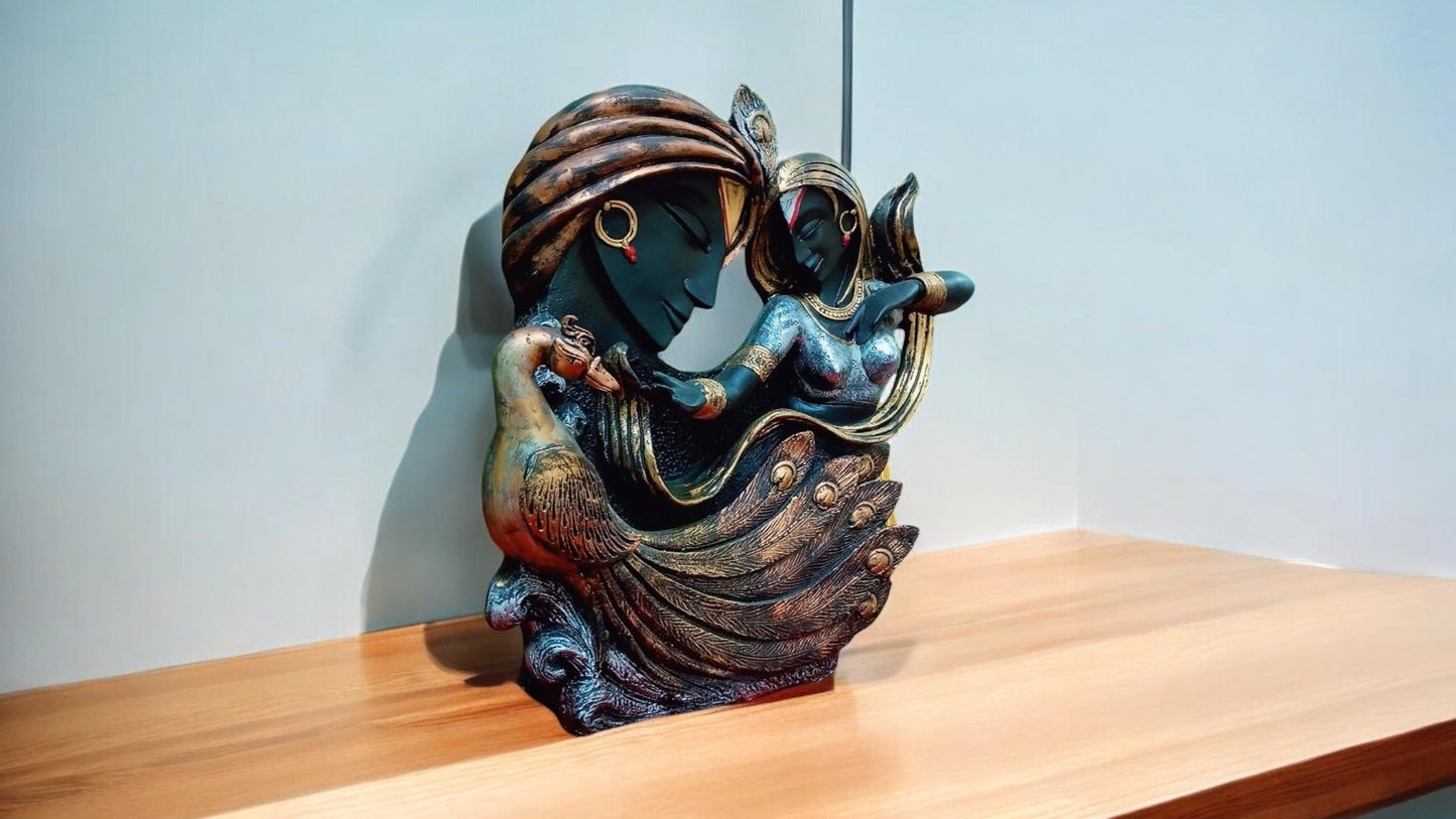 Radha Krishna Idol with Peacock