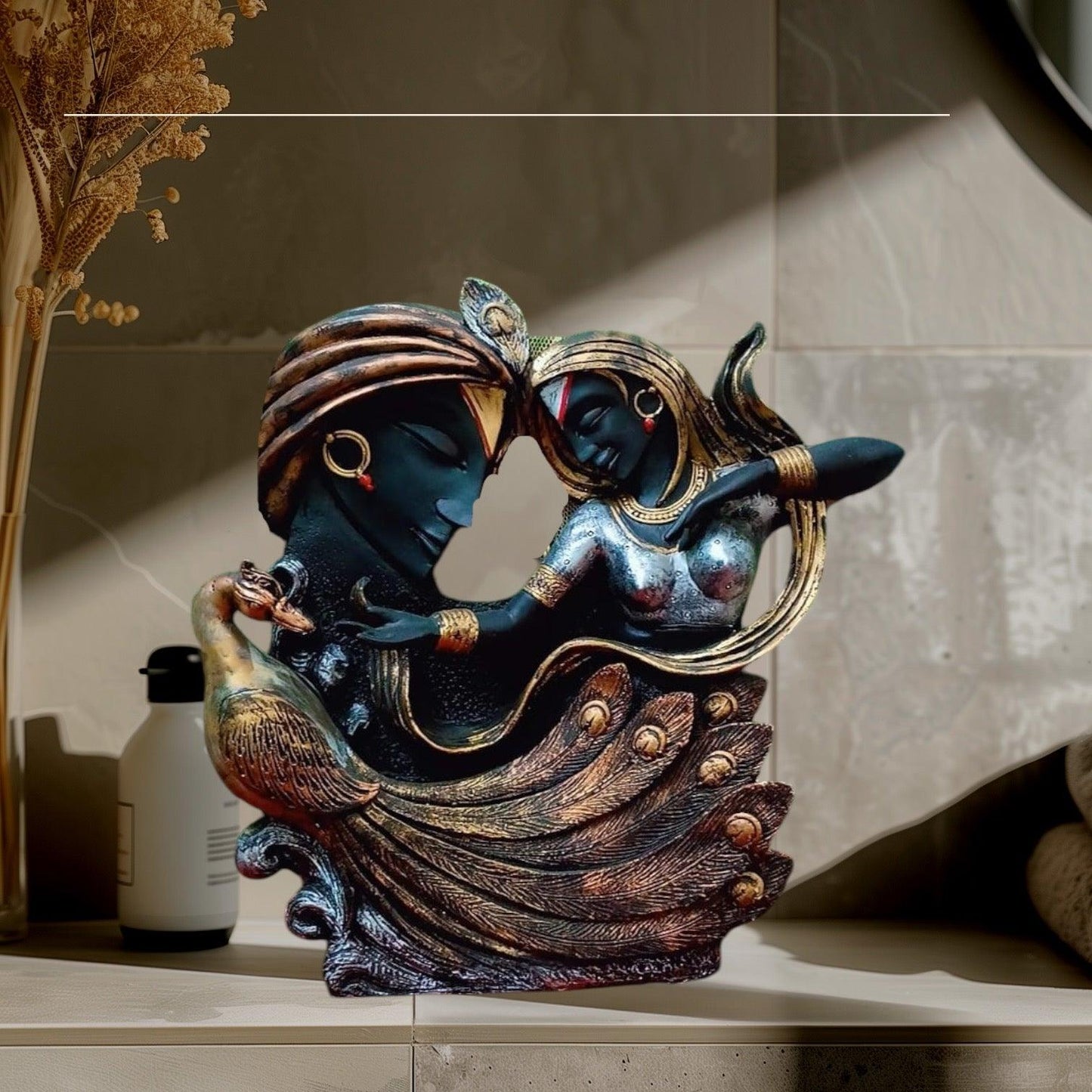 Radha Krishna Idol with Peacock