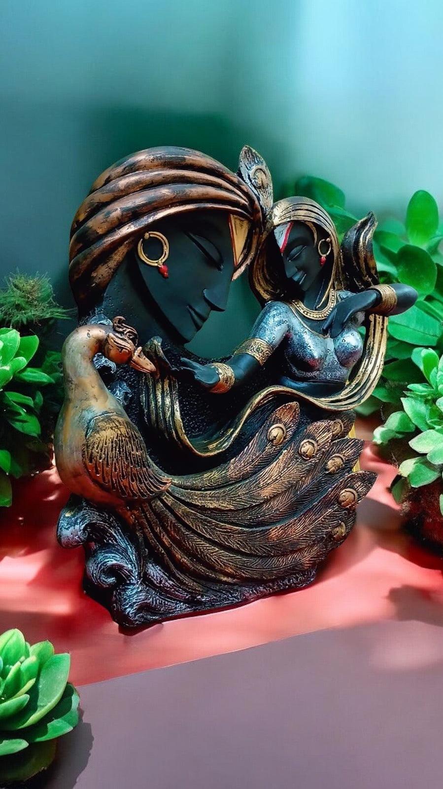Radha Krishna Idol with Peacock
