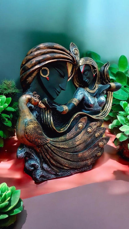 Radha Krishna Idol with Peacock
