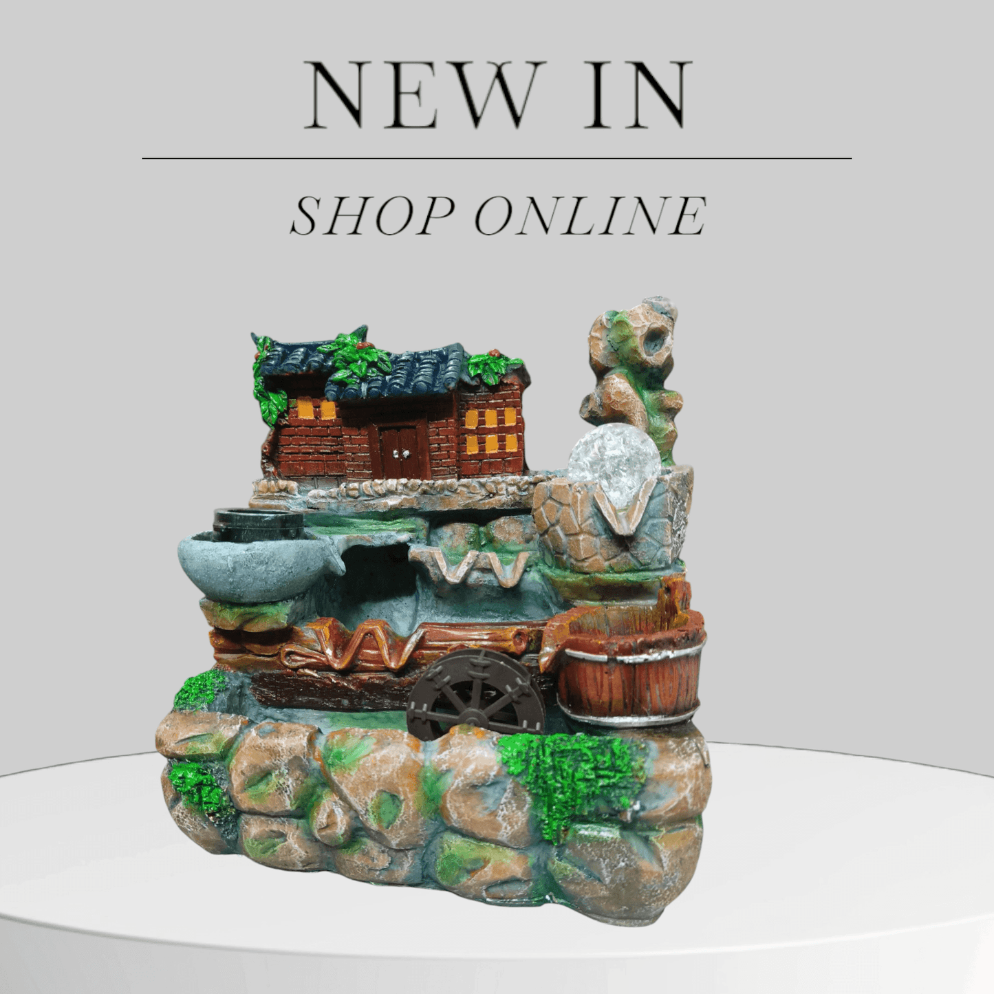 Indoor Nature-Inspired Water Fountain with Crystal Ball and Spinning Wheels