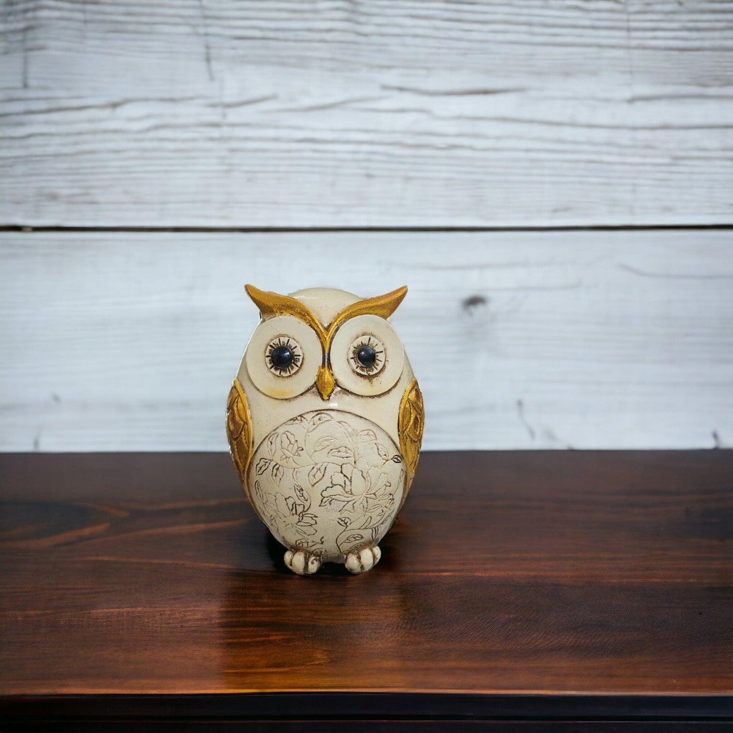 Golden Beige Owl Figurine – Emblem of Abundance and Prosperity