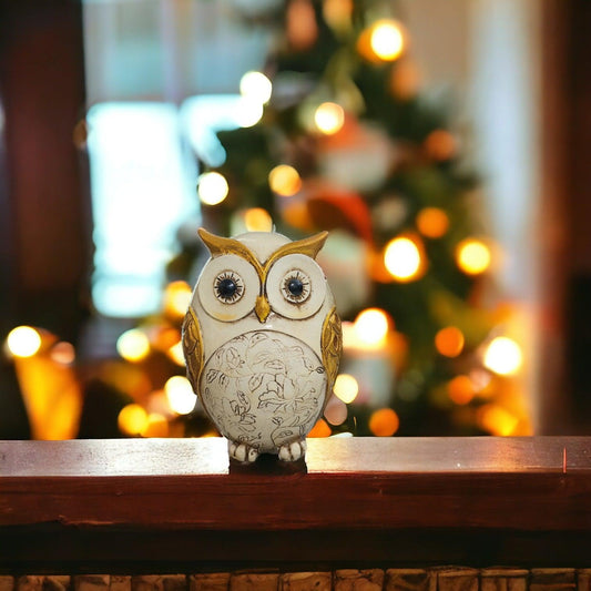 Golden Beige Owl Figurine – Emblem of Abundance and Prosperity