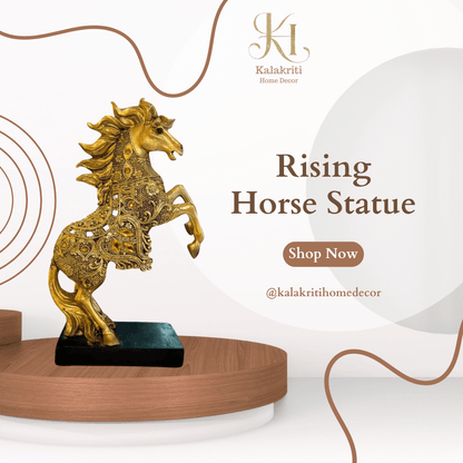 Golden Rising Horse Statue
