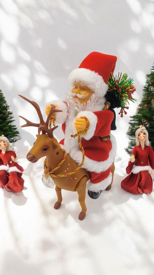 Musical Santa Claus riding Reindeer with Light