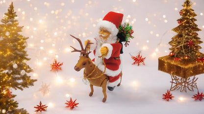 Musical Santa Claus riding Reindeer with Light