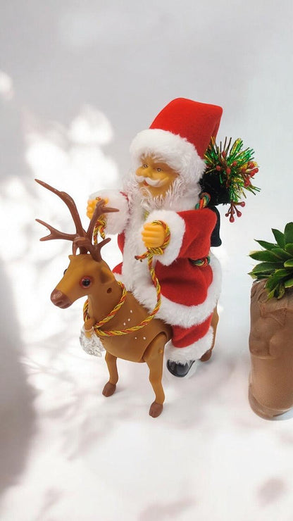 Musical Santa Claus riding Reindeer with Light