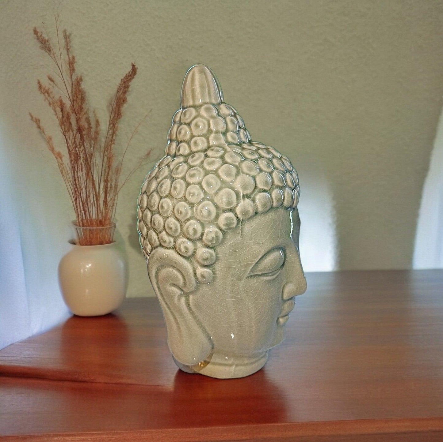 Lord Buddha Head Ceramic Statue – Meditating Position