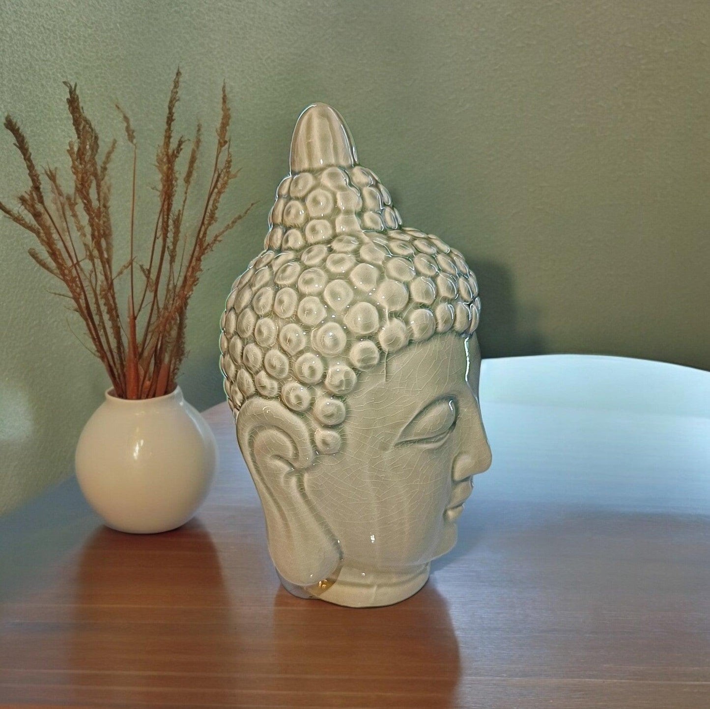 Lord Buddha Head Ceramic Statue – Meditating Position