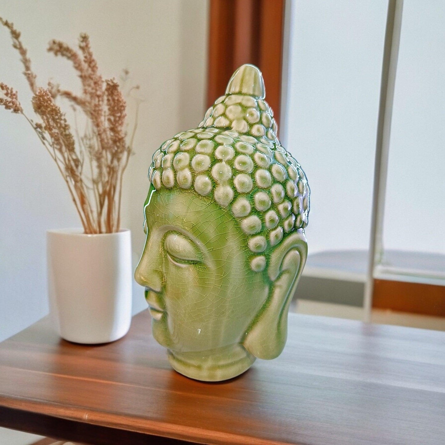 Lord Buddha Head Ceramic Statue – Meditating Position