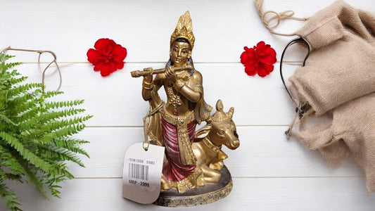 Lord Krishna Idol – Elegant and Radiant in Gold Finish