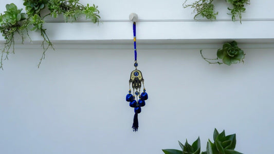 Evil Eye Hamsa Hand Amulet with wind chimes