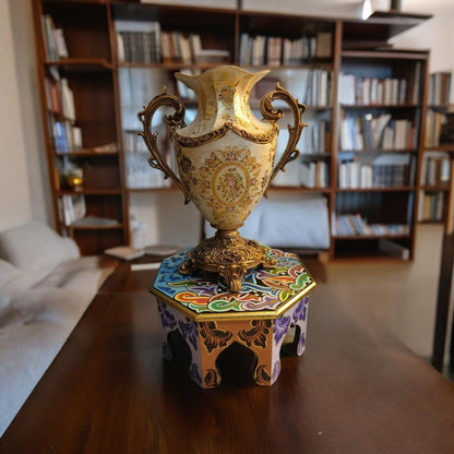 Antique Ceramic Vase - Gold Beige