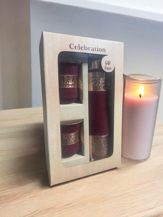 Copper Flask Set with 2 Glasses – Velvet Dark Pink Finish