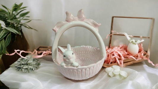 Cute Pink Bunny Easter Basket