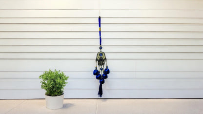 Evil Eye Hamsa Hand Amulet with wind chimes