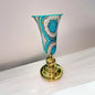 Metal Flower Vase| Blue Swirl Design
