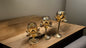 Lotus Glass Candle Stand with metal Leafs (Set of 3 Pcs)