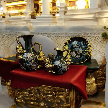 Black and Golden Rounded Hydria ceramic Crockery Showpiece: A Touch of Timeless Elegance