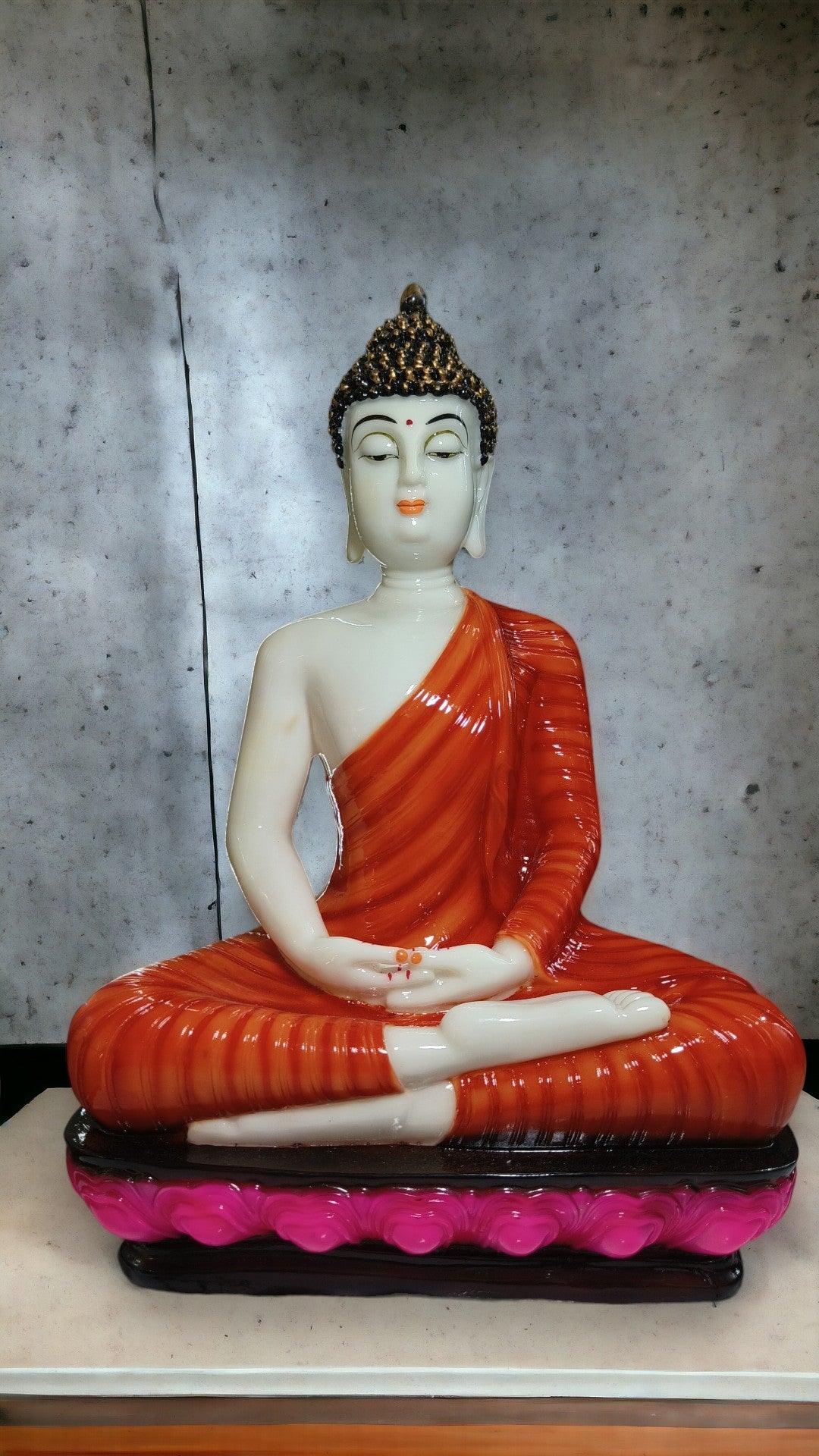 Gautam Buddha Statue showpiece | Polyresin, Orange and White