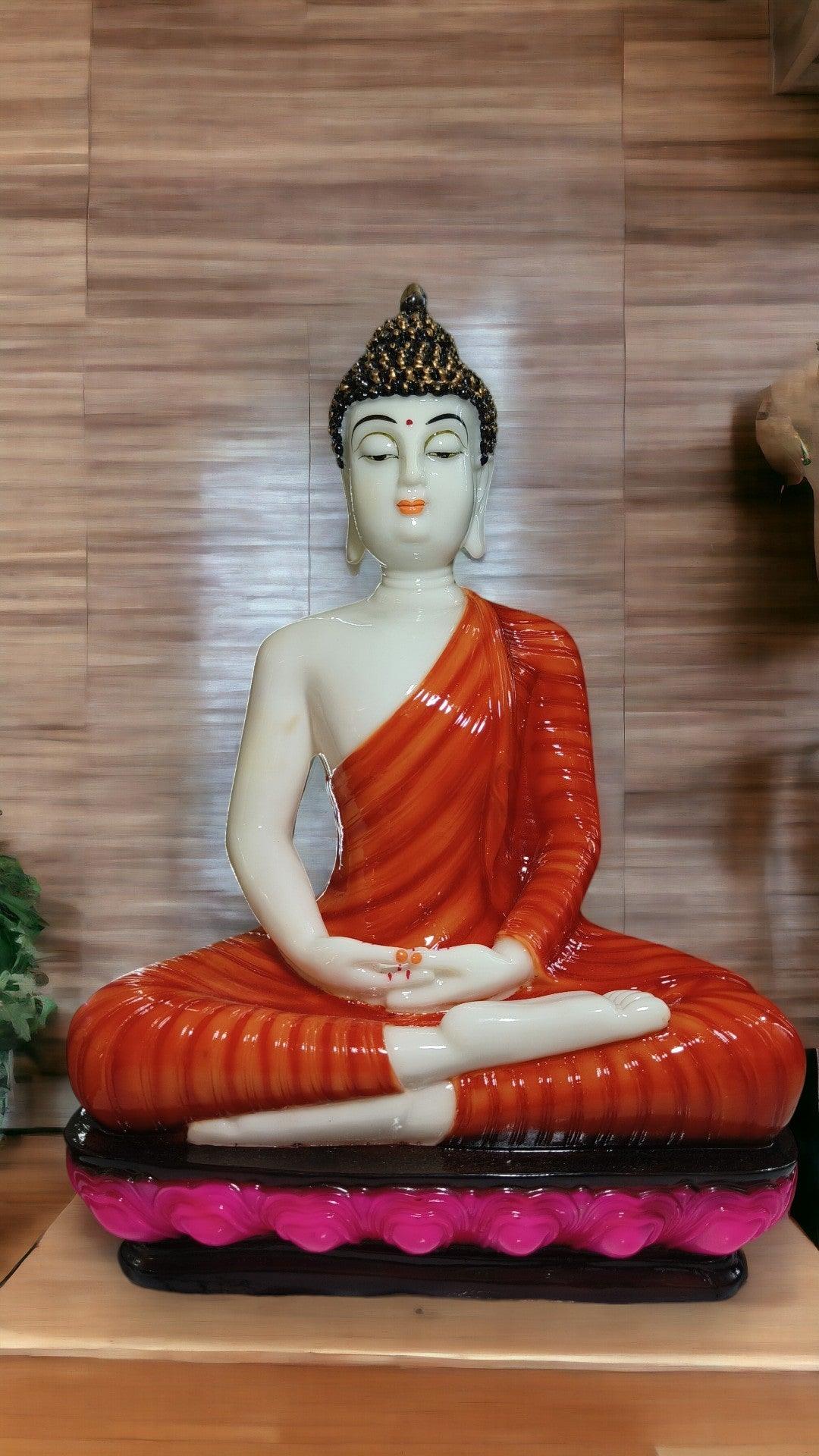 Gautam Buddha Statue showpiece | Polyresin, Orange and White