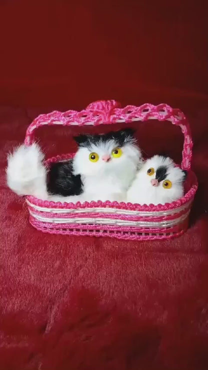 Adorable Kitten Pair in Basket