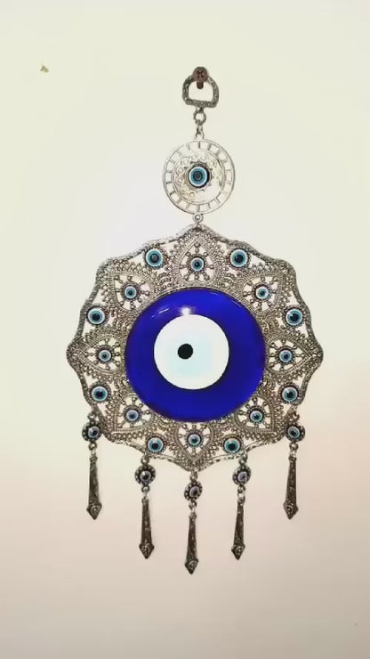 Octagonal Evil Eye Amulet with Hanging Pendants